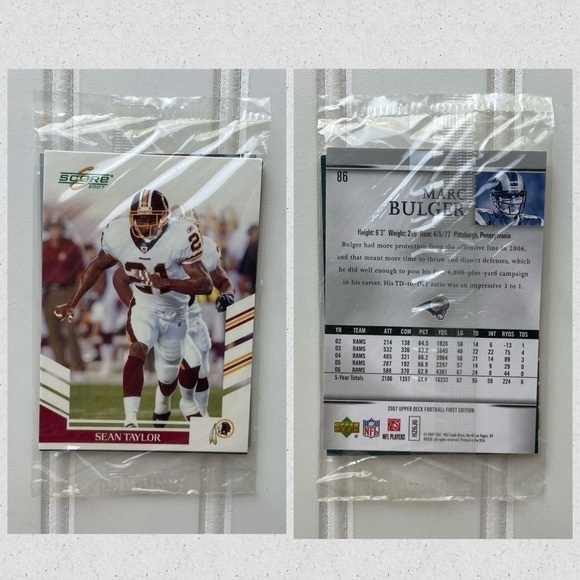 2007 SCORE NFL Football Card #31 Sean Taylor Upper Deck First Edition Sealed - Picture 8 of 8